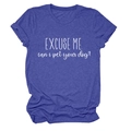 Detail of rolled sleeves and printed dog quote on this navy blue cotton t-shirt - S / Vintage Blue (White Font)