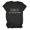 Charcoal grey crew neck T-shirt with 'Excuse Me Can I Pet Your Dog' slogan print - S / Heater Grey (White Font)