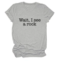 Detail of grey crew neck T-shirt featuring Wait I See A Rock black letter print - Light Gray (Black Font)