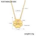 Collar de doble capa corazón dorado con grabado maman y circón para mujer - Estilo Maman Corazón Circón (P2073) / Dorado