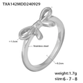 Anello con fiocco in acciaio inossidabile argento lucido con taglie 6/7/8 e larghezza 1,5 cm - US 6 / Anello a Fiocco / Colore acciaio