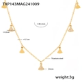 Collar de acero de titanio dorado con colgante de abanico de circonitas y cadena de 45cm - Collar con Colgante de Abanico (TXP143) / Dorado