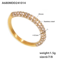 Bague élégante en acier inoxydable plaqué or avec micro-pavé de pierres zircones - Taille 6 / Or Incrusté de Strass Blanc (A680)