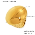 Anello a cupola in acciaio inossidabile placcato oro 18K con incisione laterale - US 6 / Oro
