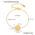 Vista dettagliata del bracciale in acciaio dorato con ciondolo tondo in zirconi e misure - Bracciale con Pendente Tondo Pavé Oro (TXE165)