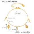Detail of 18K gold plated stainless steel bracelet with heart and horn charms - Gold DIY Multi-Charm Bracelet / Gold