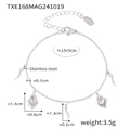 Silver stainless steel anklet with chili and heart charms measuring 15+5cm length - Steel DIY Multi-Charm Bracelet / Steel