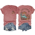 Λεπτομέρεια vintage t-shirt σε κεραμιδί χρώμα με τύπωμα φορτηγού από την Αμερικανική Δύση - Ροζ χρυσό