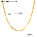 Collar de cadena de serpiente dorada de acero inoxidable 2mm con medidas 400mm y 50mm extensión - Estilo de Hoja Dorada (P1694) / Collar de cadena de hueso de serpiente dorado