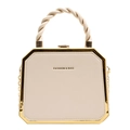 Octogonale crèmewitte crossbodytas met goudkleurig metalen frame en gedraaid handvat - Broken Wit
