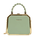Lichtgroene achthoekige crossbodytas met gouden frame en gevlochten handvat - Groen
