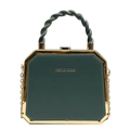 Donkergroene achthoekige crossbodytas met gouden ketting en spiraalvormig handvat - Donkergroen