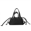 Borsa a mano nera minimalista con coulisse e tracolla lunga rimovibile per donna - Nero