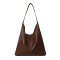 Bolso tote hobo de cuero suave marrón oscuro para mujer con acabado brillante - Marrón