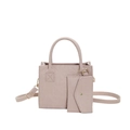 Borsa tote da donna in feltro rosa antico con trama geometrica e piccola borsa interna - Cachi