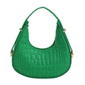 Groene hobo-tas met krokodillenreliëf en elegante gouden metalen hardware-accenten erop - Groen