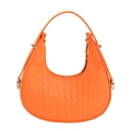 Oranje schoudertas met krokodillenprint en elegante goudkleurige hardware - Oranje