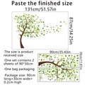 Detail showing dimensions of green leaf wall decals with application size 131x87cm - Tree Leaves Style (MS2196-KQ)