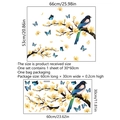 Stickers muraux style chinois avec pies, papillons bleus et fleurs jaunes en fleurs - Style Oiseau Pie et Papillon
