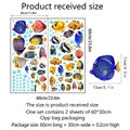 Tropical fish bubble wall stickers set featuring blue tang and clownfish for kids room - Double Sheet Set