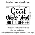 Adesivo murale nero Good Vibes and Hot Coffee con cuore e freccia per decorazione della casa - 30*40cm