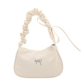 Chic pleated handbag with bow detail and fringe in creamy white finish - White