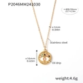 Detail der goldenen Evil-Eye-Halskette mit buntem Emaille-Anhänger aus robustem Edelstahl - Goldene Halskette (P2046)