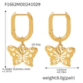 Set aus goldenen Schmetterlings-Ohrringen und Kette aus Edelstahl mit Emaille-Effekt - Ohrringe (F1662) / Goldene weiße Schmetterlings-Ohrringe