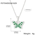 Grüner Schmetterling-Anhänger Halskette in Silber-Finish mit präzisen Maßen für Damen Schmuck - 40+5cm / Halskette (P375) / Silber Grün Schmetterling Halskette