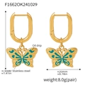 Vergoldete Edelstahl-Schmetterlingsohrringe mit blauem Emaille-Anhänger für Damen - Ohrringe (F1662) / Gold Blau Schmetterling Ohrringe
