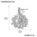 Silver sunflower pendant in stainless steel with 24mm height and textured petals - D93-Sunflower Style (Steel)