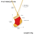 Detail of Christmas stocking pendant in 18K gold plated steel with red oil drip and zircon - Gold Christmas Sock Necklace