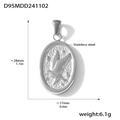 Oval silver stainless steel eagle pendant with 18K vacuum plating and hammered texture - D95-Eagle Style (Steel)