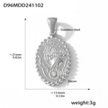 Retro oval pendant in 18K gold plating with vintage female bust relief and zircon - D96-Classical Portrait Style (Steel)