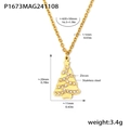 Dettaglio del ciondolo albero di Natale in acciaio placcato oro 18K con zirconi - Stile Zircone Albero di Natale Dorato (P1673)