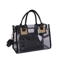 Borsa trasparente in PVC con pochette interna nera e tracolla regolabile - Nero
