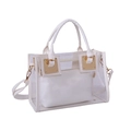 Borsa tote in PVC trasparente con finiture in pelle bianca e pochette interna - Bianco