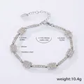 Silver stainless steel bracelet with zircon geometric links and lobster clasp closure - Steel