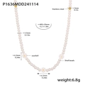 Collier en perles de coquillage fait main avec marguerites et chaîne en acier inoxydable - Petite Marguerite Perle De Coquille (P1636)