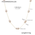 Goldene Edelstahlkette mit sechs weißen Süßwasser-Barockperlen, Länge 40+5 cm - Stil (P1087) / Gold