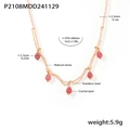 Detail of beaded necklace showing dimensions of pink natural stones and opal pendant - Light Pink Faceted Opal Style