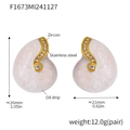PVD gold stainless steel S-shaped earrings with cream enamel and zircon accents - Gold White Enamel