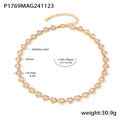 Collier cœur en acier inoxydable doré orné de zircons roses et fermoir mousqueton - Collier en Zircone Blanche Cœur (P1769) / Or