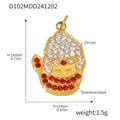 Détails du pendentif de Noël en acier inoxydable et zircon avec dimensions 18mm par 12mm - Pendentif Bonhomme de Neige de Noël Doré (D102)
