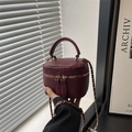 Fashionable burgundy crocodile embossed box handbag with gold chain and handle - Red