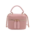 Petit sac à bandoulière rose à motif crocodile avec chaîne dorée et poignée - Rose