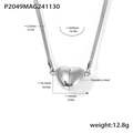 Collana con cuore magnetico in acciaio inossidabile argento con dimensioni e peso 12,8g - Colore acciaio