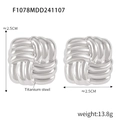 Silver square braided titanium steel stud earrings with metallic polished finish - Square Hollow Style (25mm) / Steel