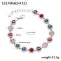Bracelet en acier titane avec zircons colorés et pierres précieuses multicolores - Bracelet en Zircone de Couleur Mixte Ronde (E557) / Acier