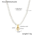 Dettagli della collana di perle con pendente in zircone e misure in acciaio inossidabile - Ciondolo a goccia dorato